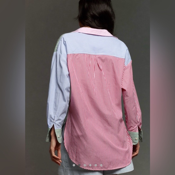 Anthropologie The Bennet Buttondown Shirt by Maeve: Mixed Stripe Edition - Picture 3 of 6